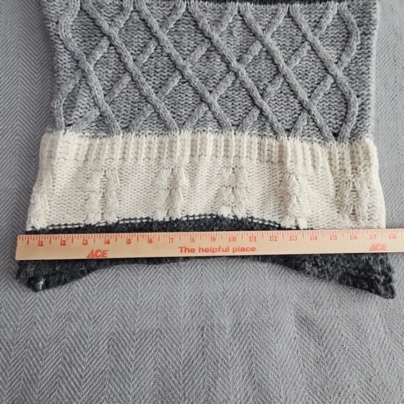 Zara Man Cable Knit Sweater Men's Large Crewneck Striped Wool Alpaca Blend - Picture 8 of 16